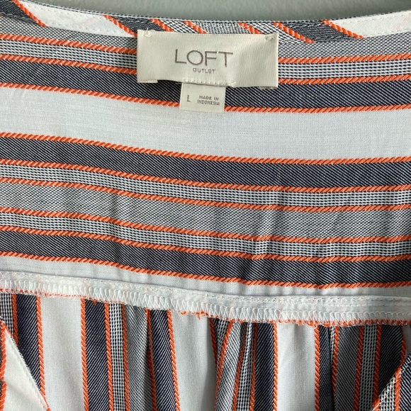 LOFT Outlet striped button down tie front top. - Picture 6 of 8